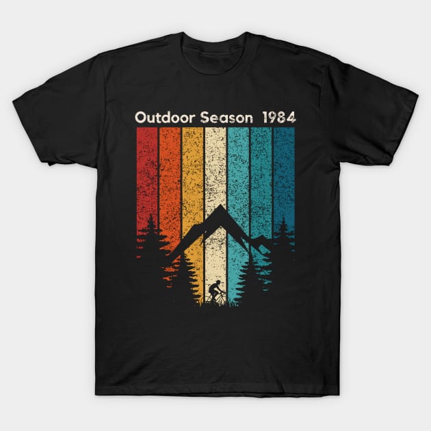 Outdoor Season 1984 Retro Cycling Outdoor Sports Retro Sunset Design T-Shirt by Up 4 Tee